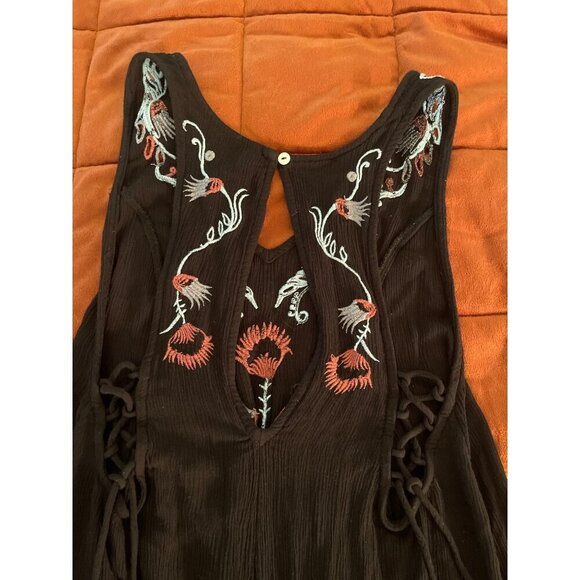 Intimately, free people, halter dress , tassels Boho Black Embroidered Lady Sz S - Picture 9 of 16